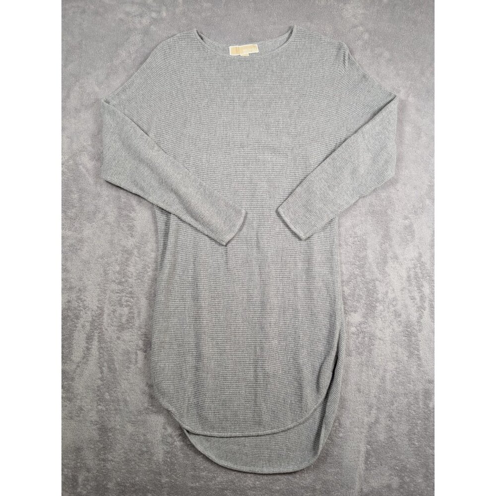 Michael Kors Waffle Knit Dress Womens Size Small Gray Mini Long Sleeve Comfy